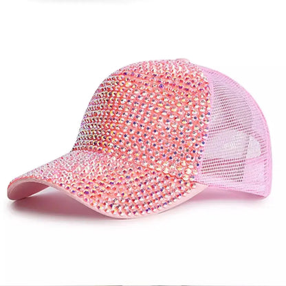 Baseball Cap Women Full Rhinestone Beads Mesh Cap Street Fashion