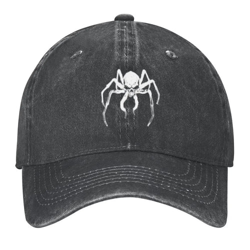 Skeleton Spider Skull Print Vintage Wash Baseball Cap