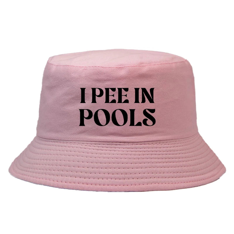 I Pee in Pools Print Reversible Bucket Hat Girl Boy Funny Summer Beach Hat