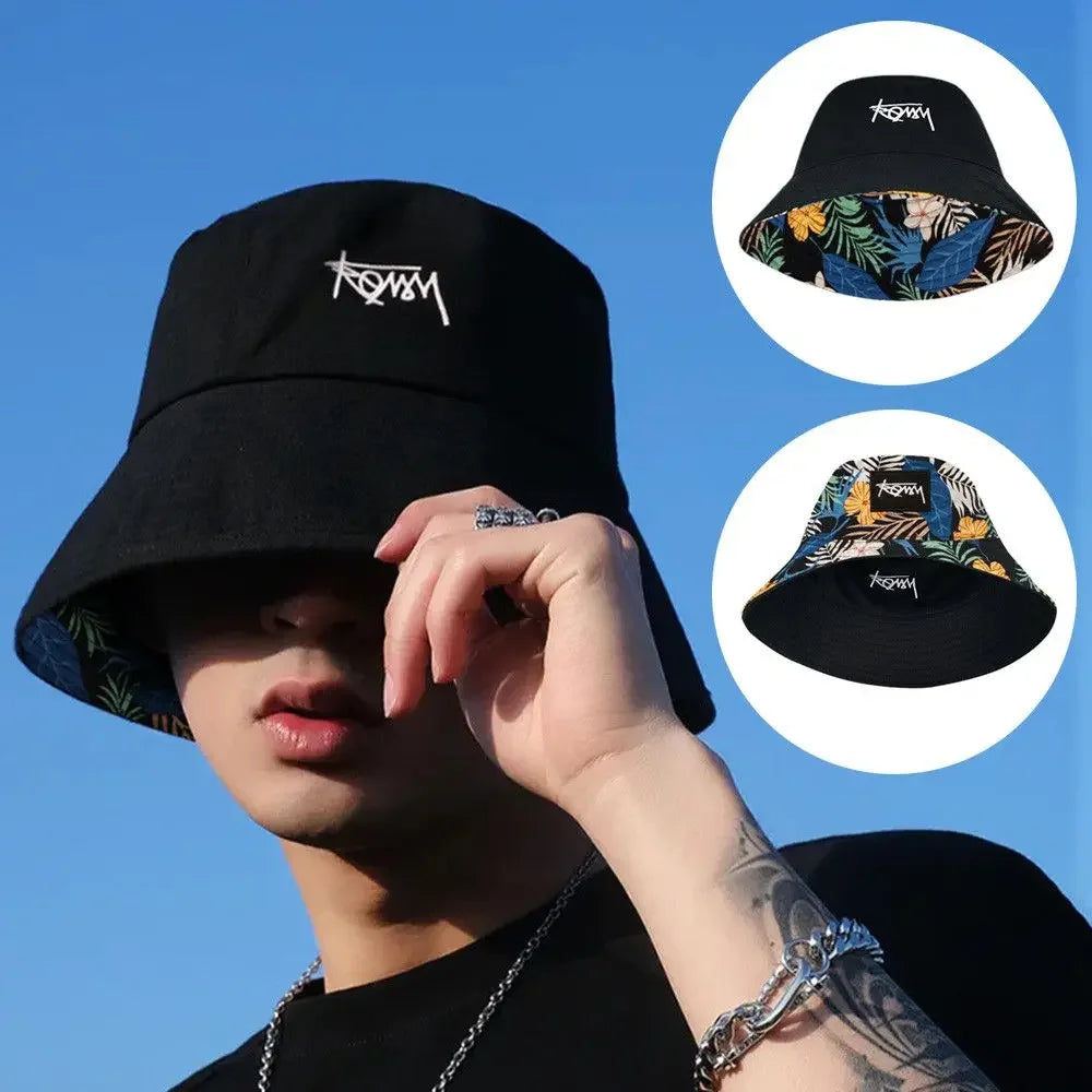 Men Women Summer Basin Cap Hip Hop Hat Double-sided Bucket Hat