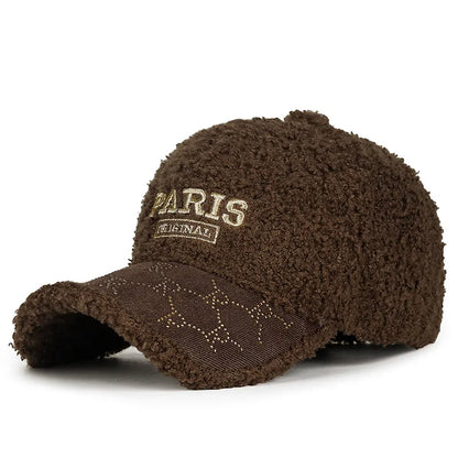 Women's Fleece Baseball Cap Korean Style Curved Brim Hat  Keep Warm and Stylish Cap for Fall and Winter
