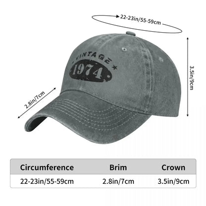 50 Years Old Retro 1974 People Baseball Caps Merchandise Classic Distressed Denim Washed