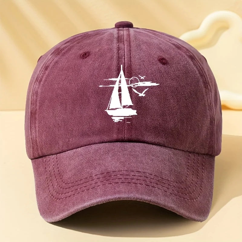 Sailing Printed Retro Washed Baseball Cap