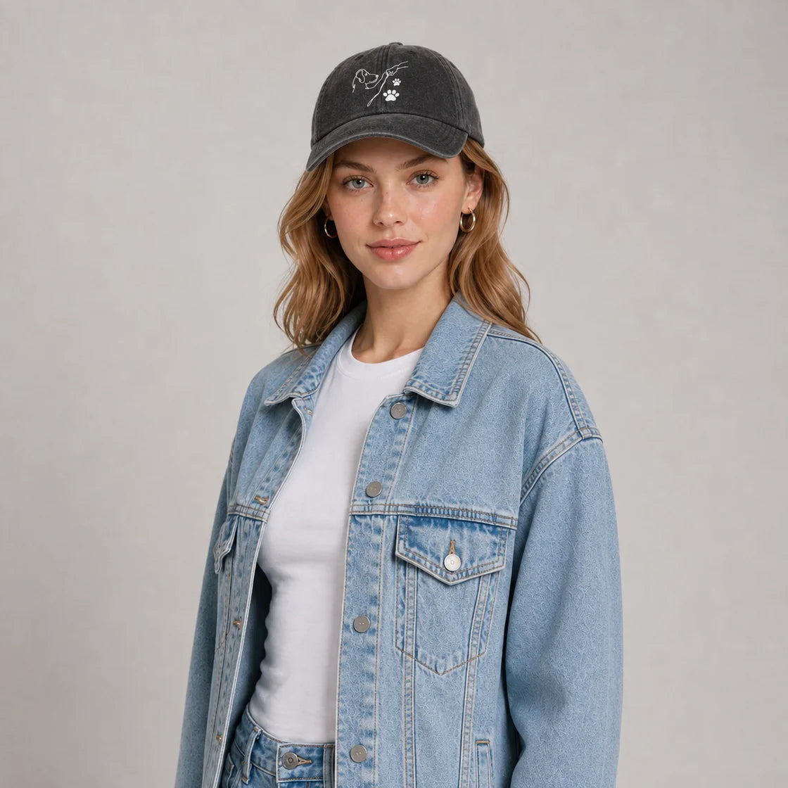 Dog Paw Outline Washed Baseball Cap