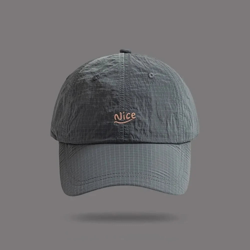 Fashion Plaid Thin Sun Cap Quick-drying Letter Embroidery Sports Running Cap Baseball Cap