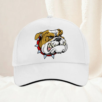 Super Angry Dog Stick Bully Bulldog Cartoon Man Baseball Cap