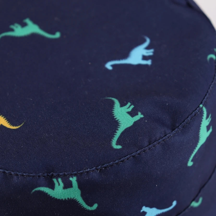 Dinosaur Wide Brim Summer Outdoor Hat Cotton Bucket Hat With Chin Strap