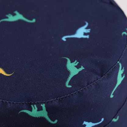 Dinosaur Wide Brim Summer Outdoor Hat Cotton Bucket Hat With Chin Strap
