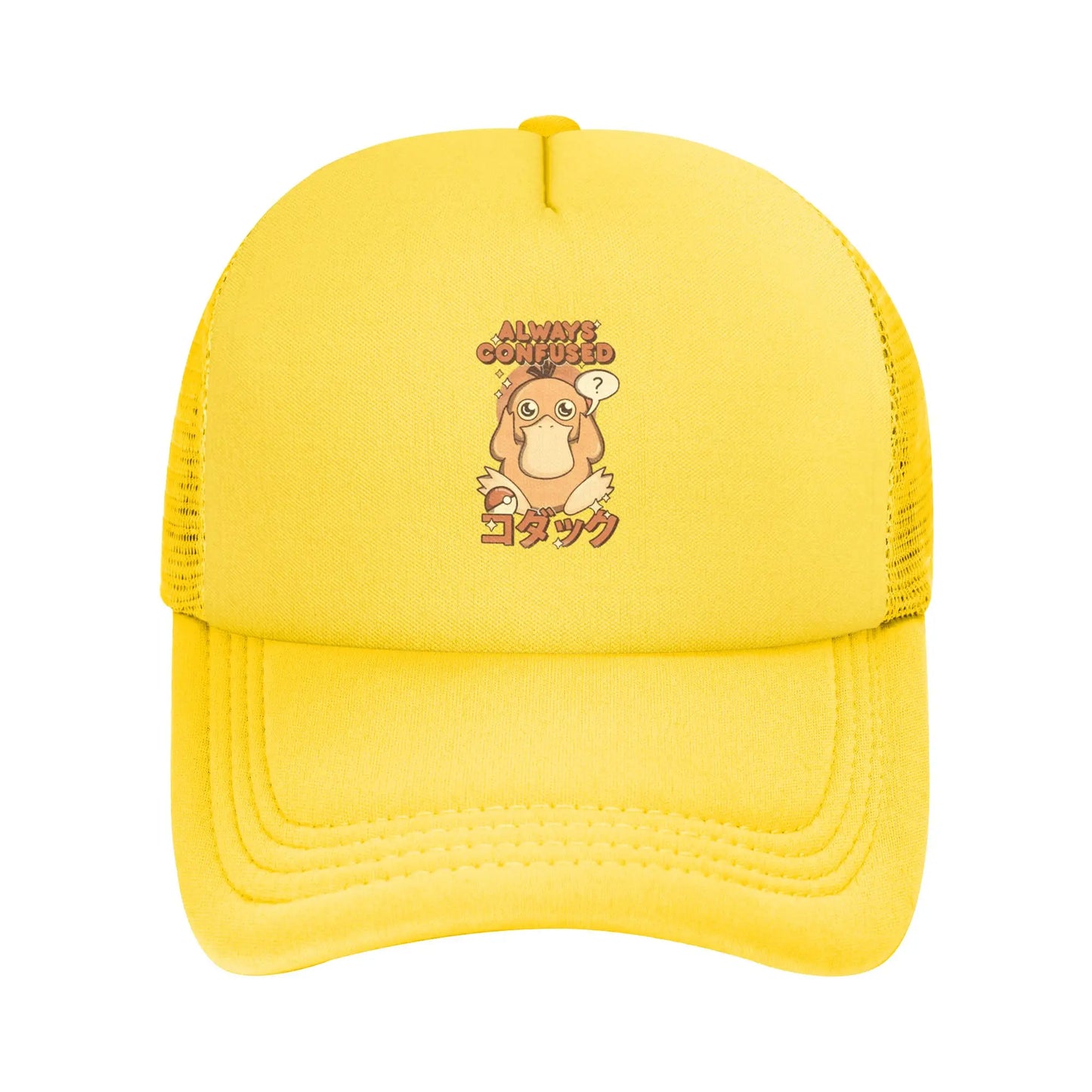 Pokemon Psyduck Pattern Trucker Hats Hip-Hop Mesh Baseball Caps