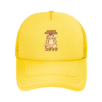 Pokemon Psyduck Pattern Trucker Hats Hip-Hop Mesh Baseball Caps