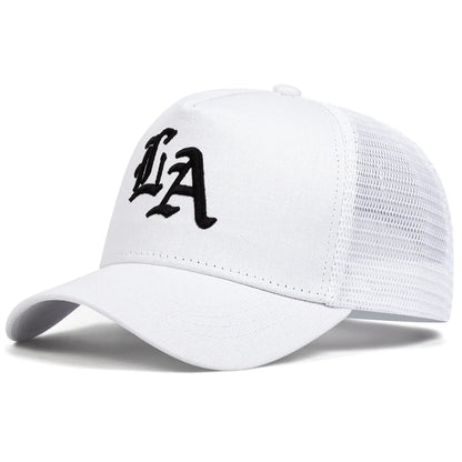 Unisex LA Letter Embroidery Baseball Net Caps Hip Hop Cap