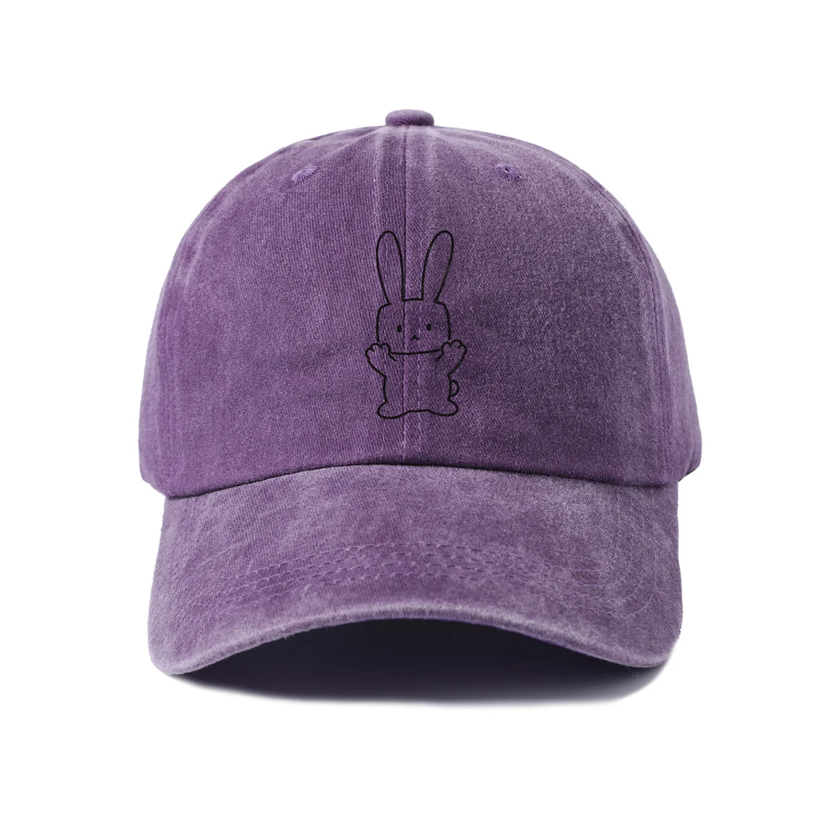 Rabbit Peace Sign Washed Baseball Cap