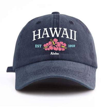 HAWAII Print Washed Baseball Cap For Adults
