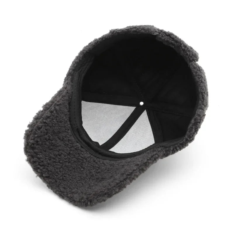 Autumn Winter Baseball Cap Women Artificial Lamb Wool