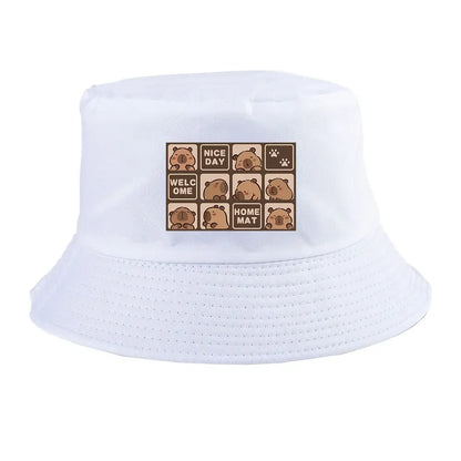 Summer Spring Ladies Cotton Korean Casual  Sunprotection Capybara Bucket Hat