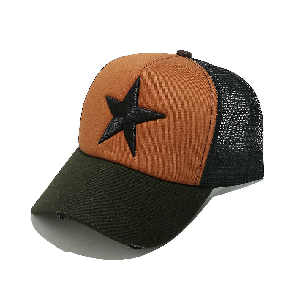 Streetwear 3D Star Embroidery Mesh Baseball Cap