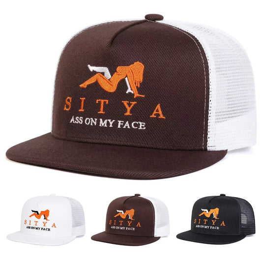 Unisex SITYA Letter Embroidery Hip-hop Net Hats