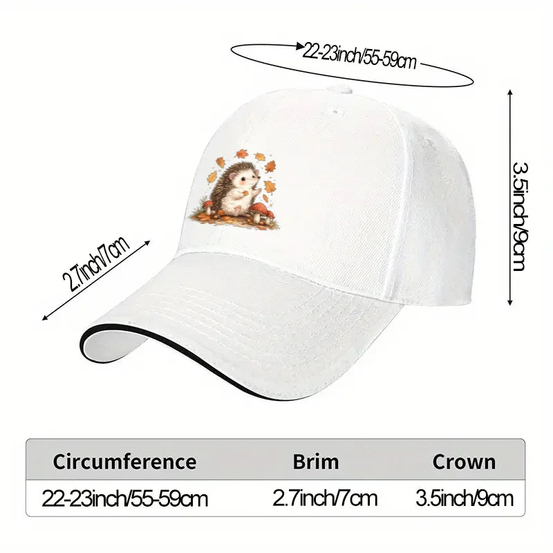Autumn Hedgehog Mushroom Baseball Cap