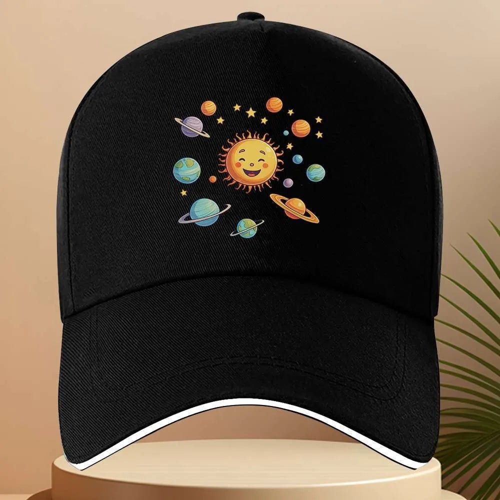 Cute Cartoon Solar System Sun Planets Baseball Cap