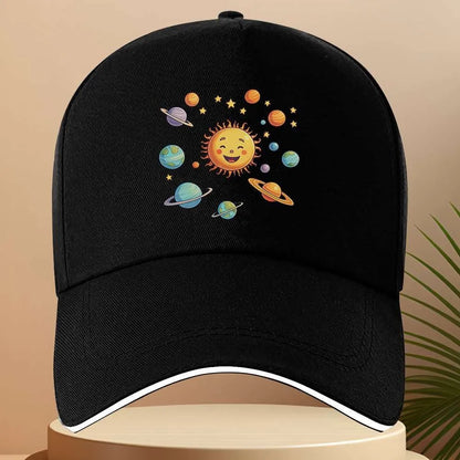 Cute Cartoon Solar System Sun Planets Baseball Cap