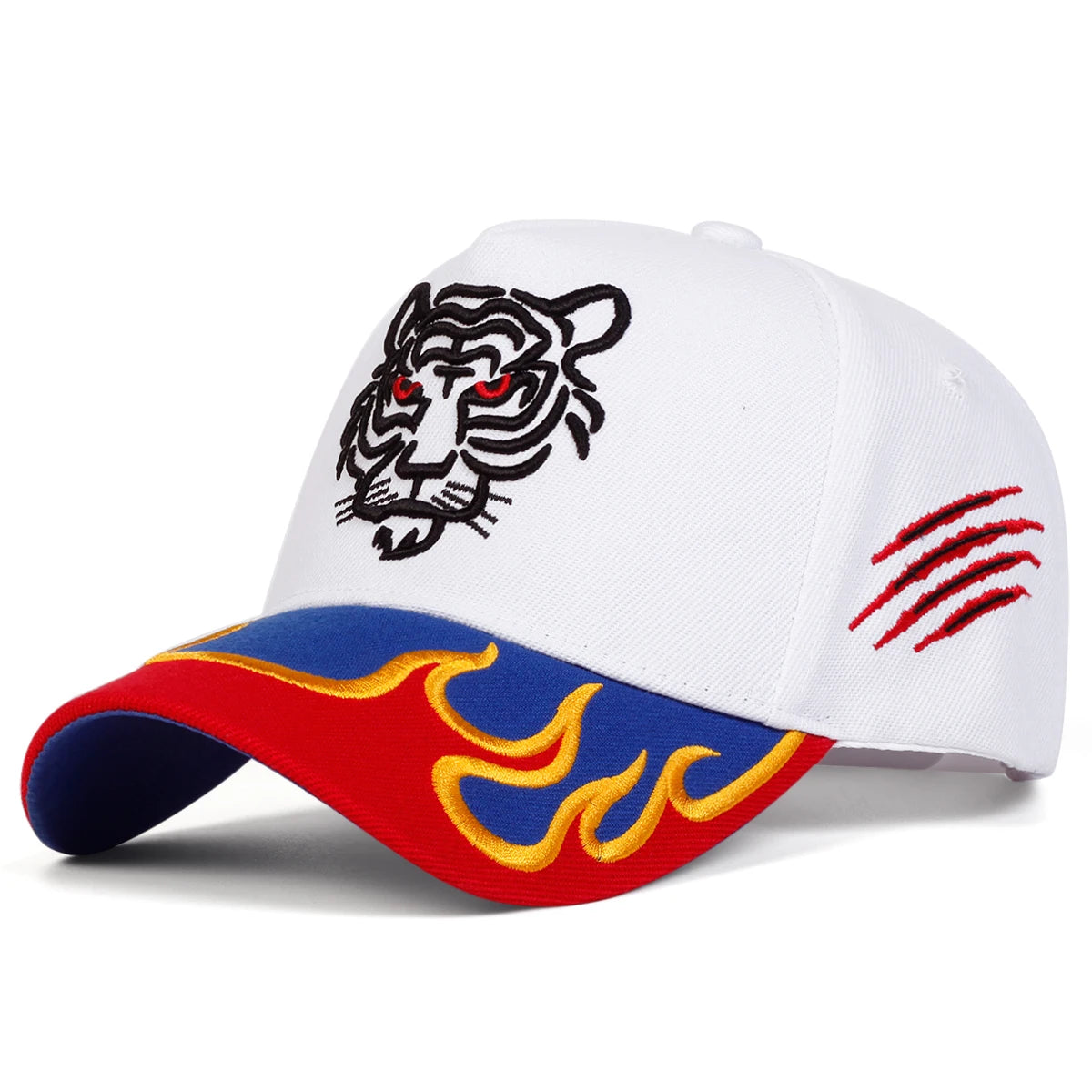 Unisex Flame Tiger Embroidery Baseball Caps Spring Autumn Outdoor