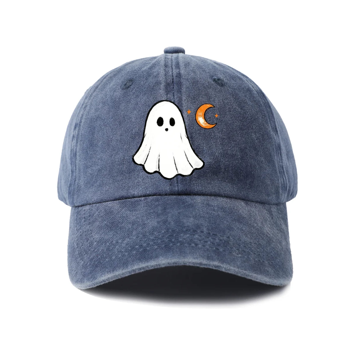 Ghost And Crescent Moon Graphic Baseball Cap
