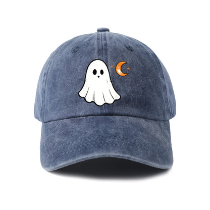 Ghost And Crescent Moon Graphic Baseball Cap
