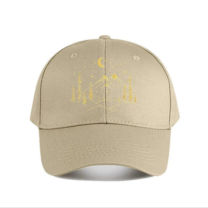Pink Vintage Baseball Cap Mountain Moon Tree