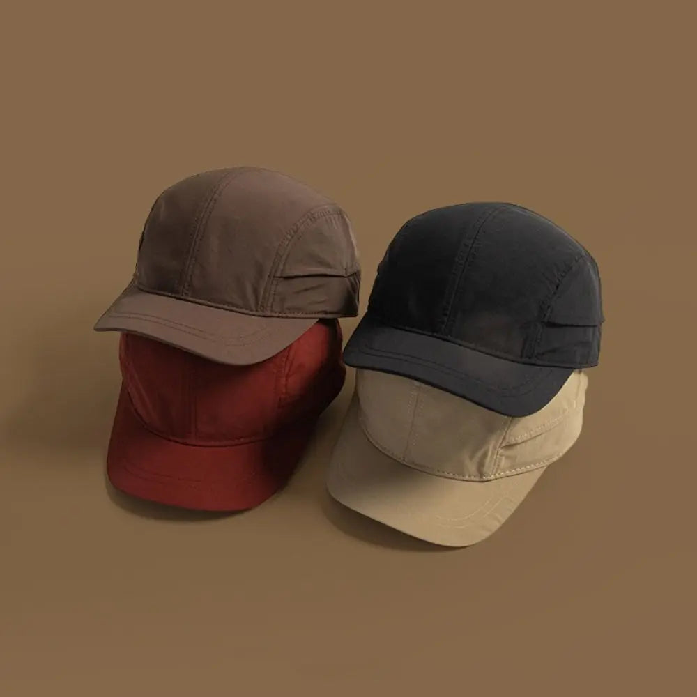 Apparel Accessories Solid Color Short Brim Baseball Cap Nylon Japanese Style