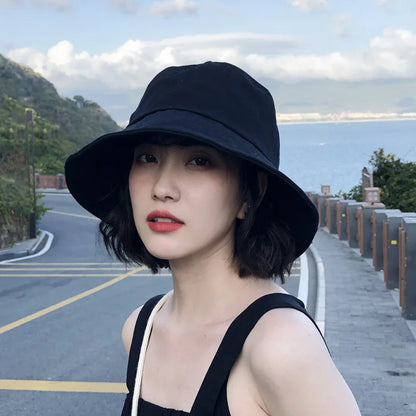 Summer Bucket Hat for Women Big Wide Brim Outdoor Soft Cotton Solid