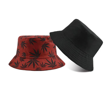 Retro Style Fashionable Printed Maple Leaf Fisherman Hat Bucket Hat