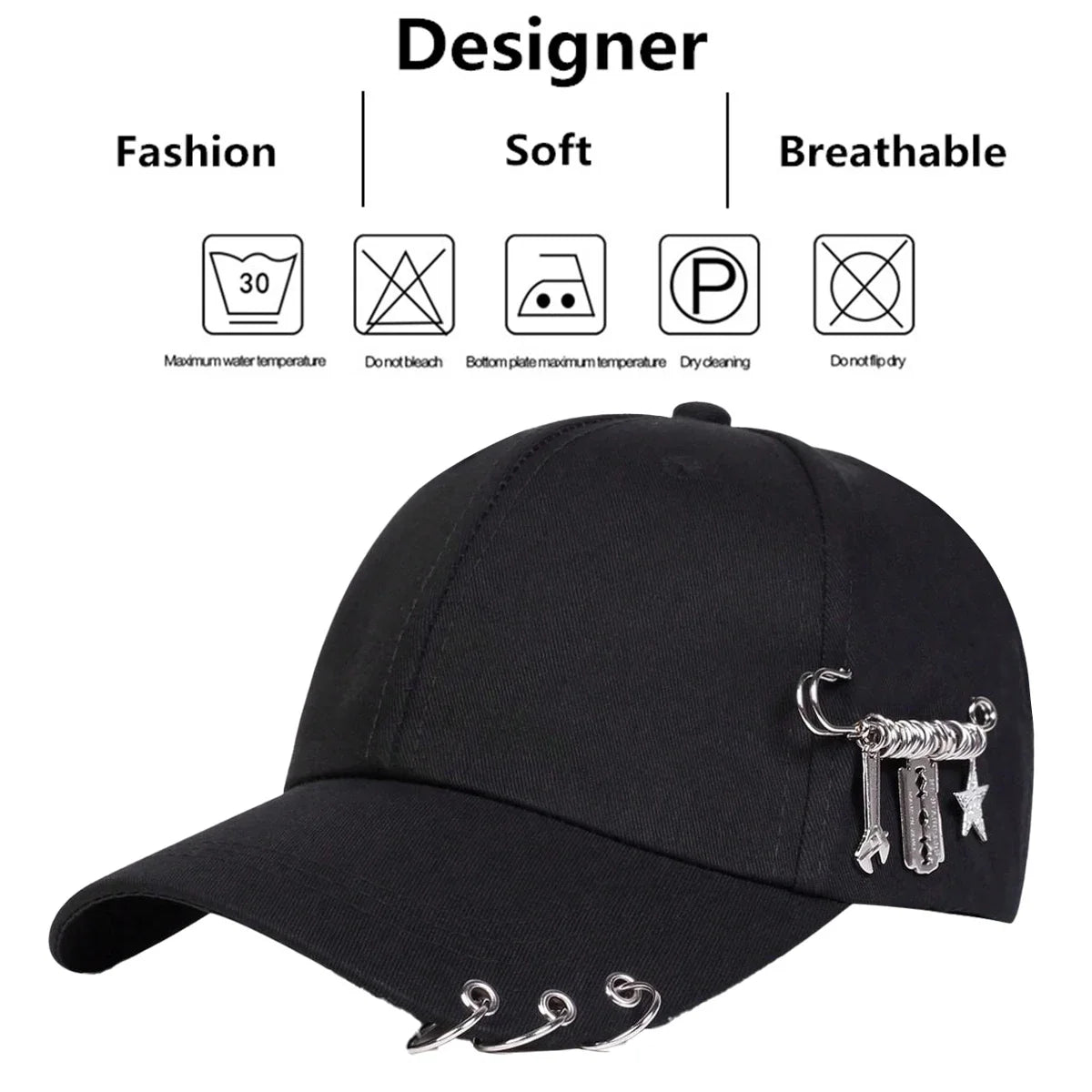 Unisex Personalized Iron Ring Baseball Caps
