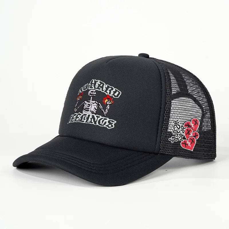 Unisex Skull Flame Embroidery Baseball Caps