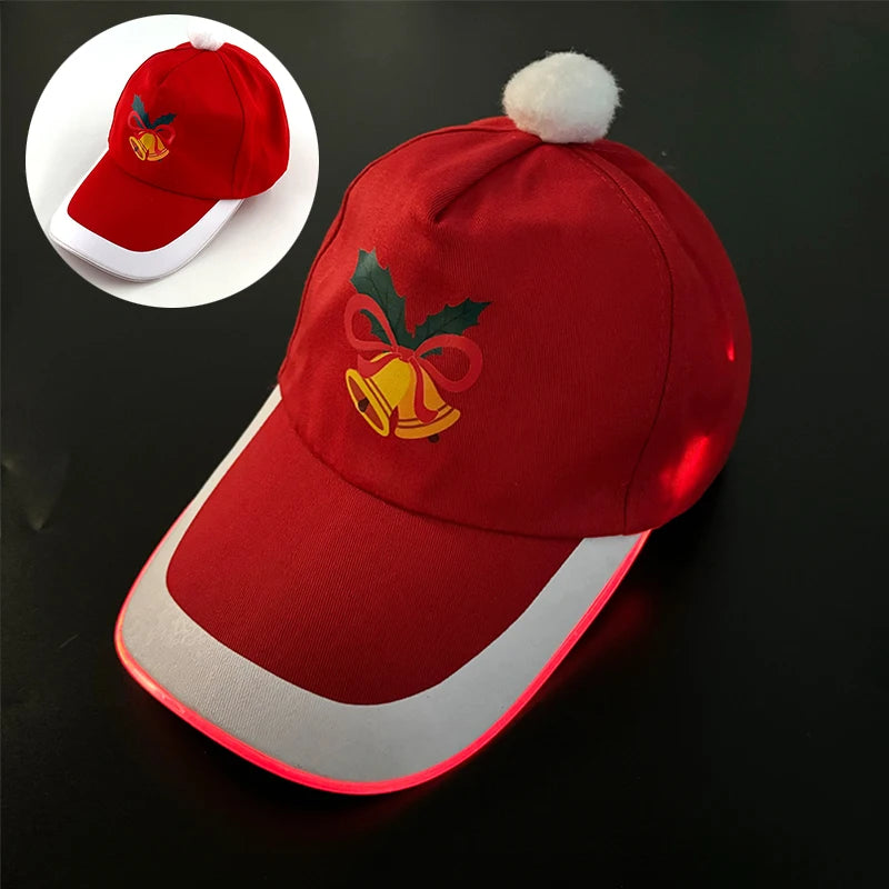 2025 Christmas Cartoon LED Luminous Hat Glowing Baseball Cap Men Women Winter Light Up