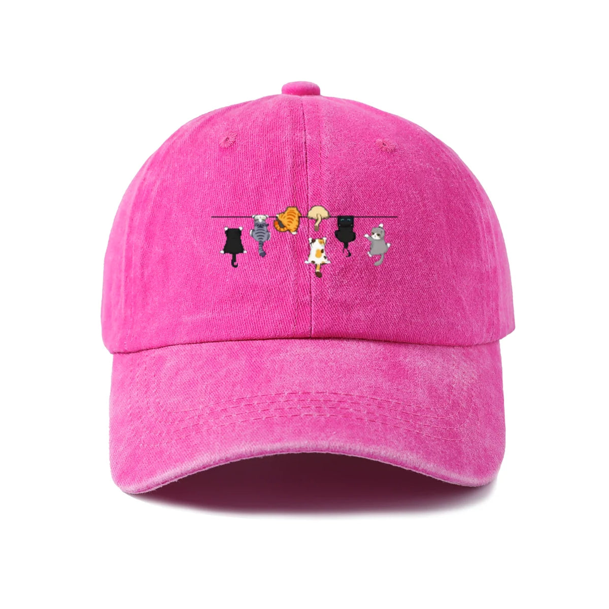 Cats Hanging on Clothesline Graphic Baseball Cap