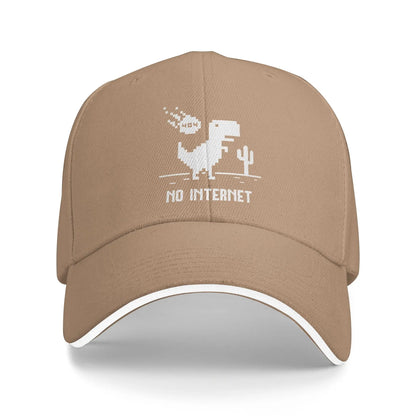 Baseball Cap Funny No Internet T Rex for Programmers Running Hippie