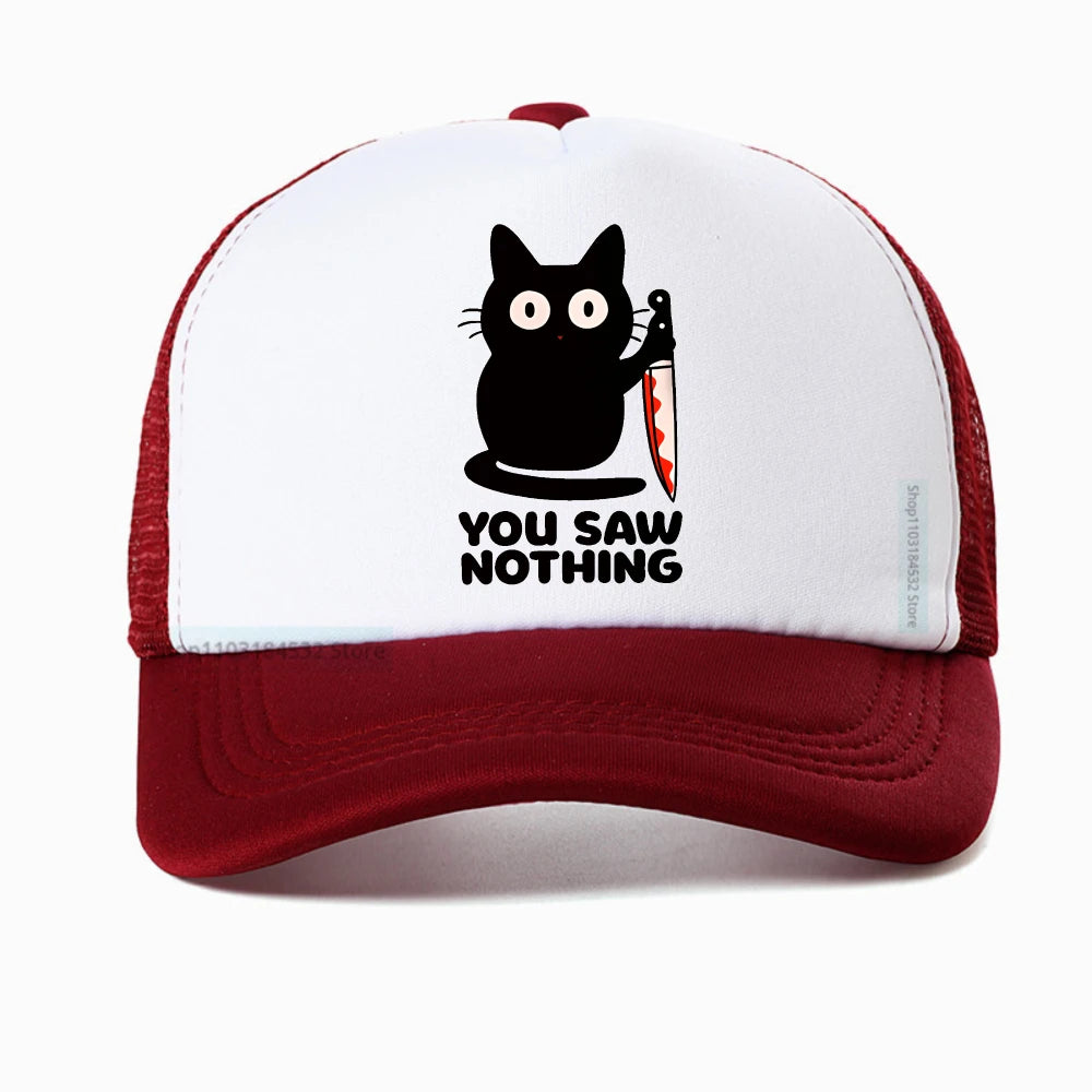 You Saw Nothing Black Cat Baseball Cap