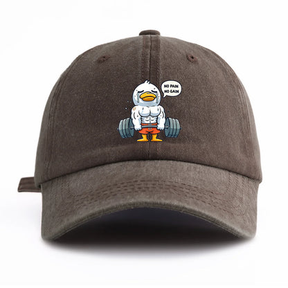 Funny Gym Duck Baseball Cap - No Pain No Gain Workout Hat