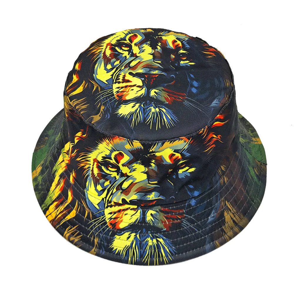 Cool Lion Pattern Bucket Hats