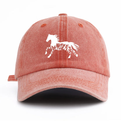 Pinting Horse Print Washed Baseball Cap For Adults