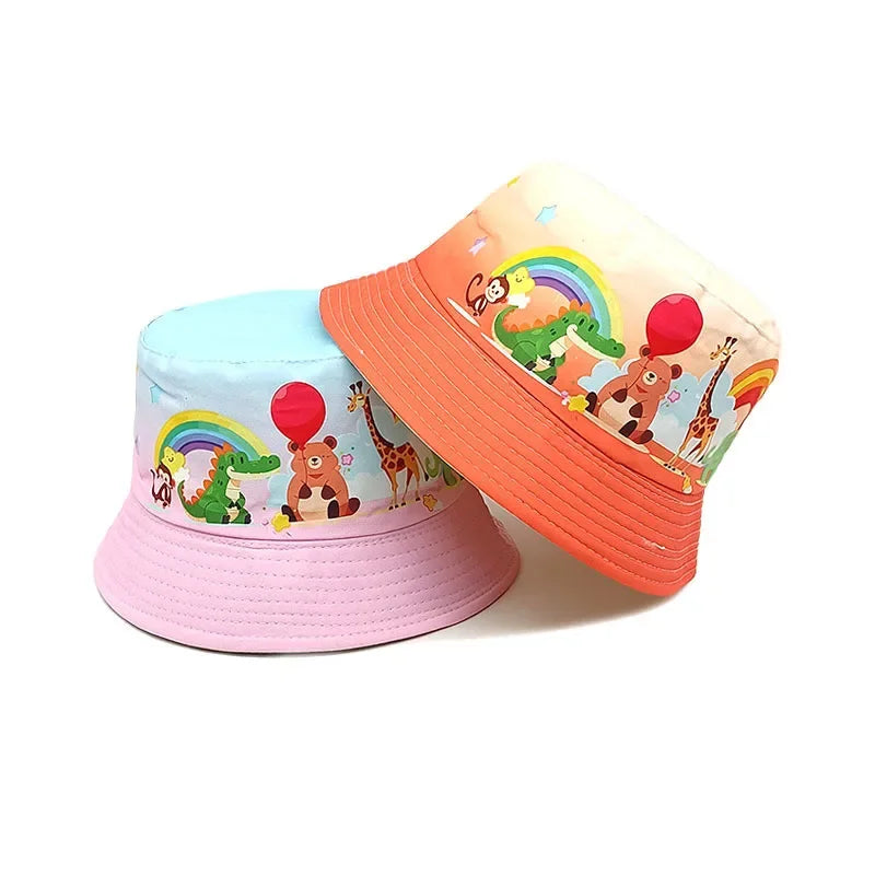 Spring Polyester Cartoon Animal Print Bucket Hat