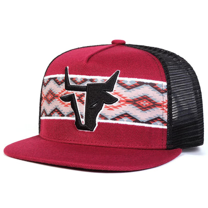 Unisex Head Embroidery Hip-hop Net Hats