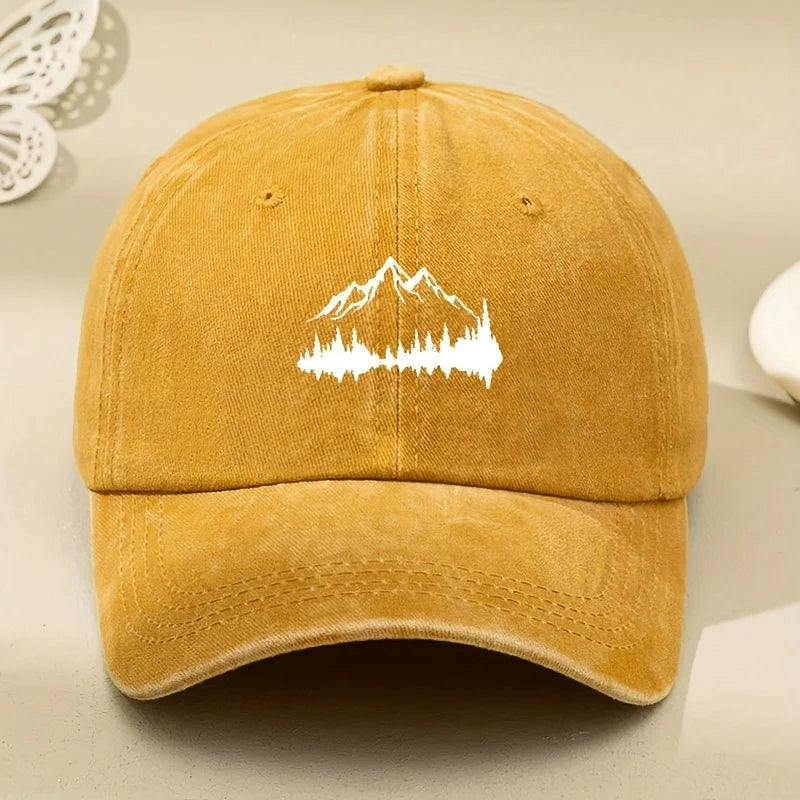 Adjustable Buckle Baseball Cap With Forest Print
