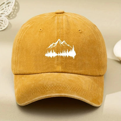 Adjustable Buckle Baseball Cap With Forest Print