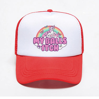 My Balls Itch Ironic Unicorn Rainbow Offensive Baseball Cap