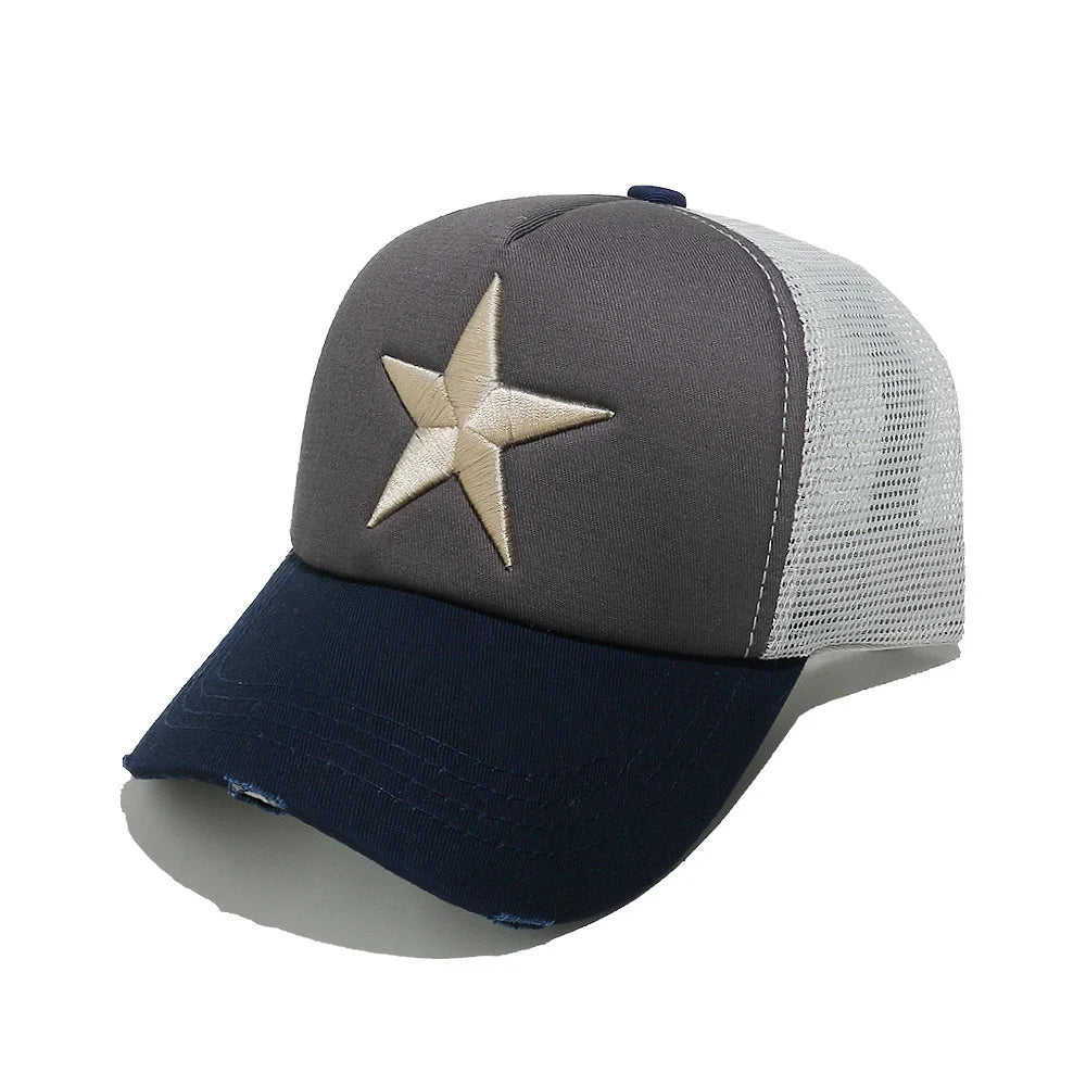 Streetwear 3D Star Embroidery Mesh Baseball Cap