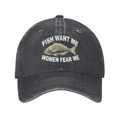 Women Want Me Fishes Fear Me Baseball Cap