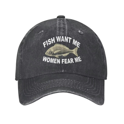 Women Want Me Fishes Fear Me Baseball Cap