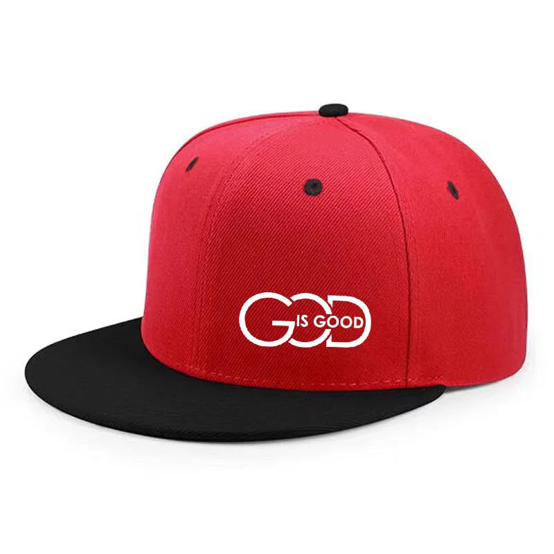 Unisex Adjustable Snapback Cap Street Flat Brim Hat Printed GOD IS GOOD