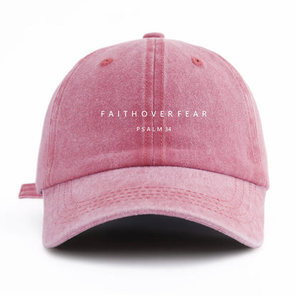FAITHOVERFEAR Print Washed Baseball Cap For Adults